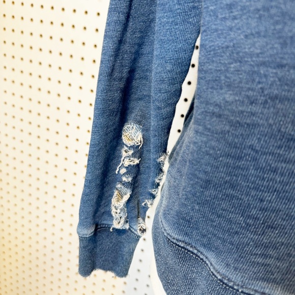 J. Crew / Rivet and Thread | Navy Blue Distressed Thrashed Crewneck Sweater XS - Picture 8 of 11
